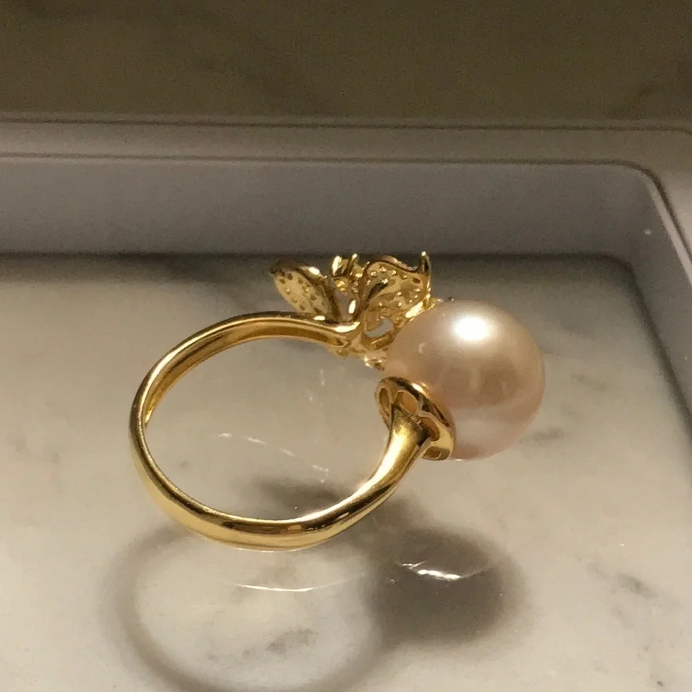 11.5mm Custom Made Genuine Pearl Clover Ring